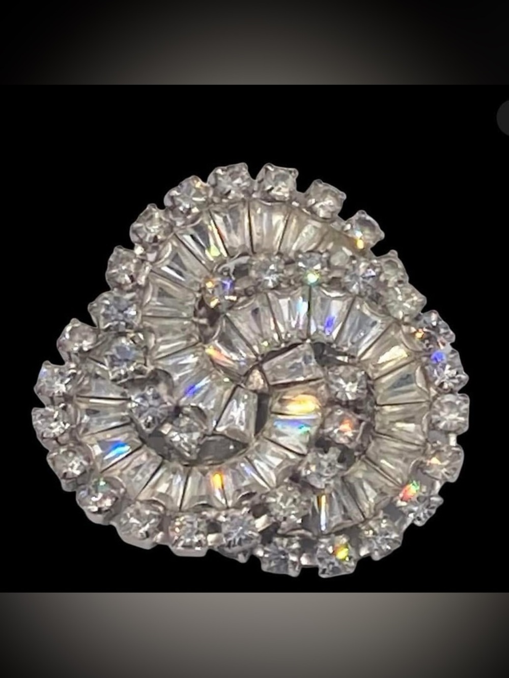 Vintage Warner Pinwheel Trapezoid Rhinestone Brooch